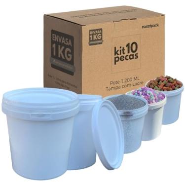 Imagem de Pote Plástico 1,2 Litros com Tampa Lacre | Ideal para 1kg de Produto | Pote BPA Free Nastripack - Kit 10 Peças