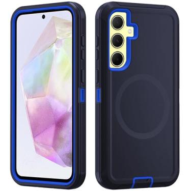 Imagem de Asuwish Capa de celular para Samsung Galaxy A35 5G com protetor de tela de vidro temperado Capa magnética híbrida à prova de choque à prova de quedas acessórios resistentes A 35 35A A355G mulheres