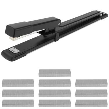 Imagem de MABCIRY Grampeador de longo alcance com 1000 grampeadores, capacidade de 20 a 25 folhas, grampeador de trabalho médio, máquina de costura econômica para encadernação de livretos ou livros