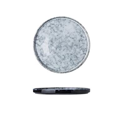 Imagem de Prato de macarrão chinês retrô de cerâmica para casa, simulação de padrão de mármore, pratos de jantar de porcelana para restaurante, comida ocidental, prato redondo de jantar