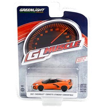 Imagem de 2021 Chevy Corvette Stingray Convertible Sebring Orange Metallic Greenlight Muscle Series 26 1/64 Diecast Model Car by Greenlight 13310 F