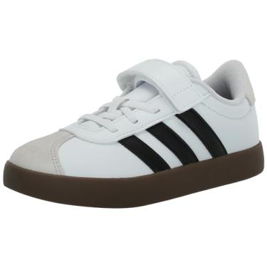 Imagem de adidas Tênis infantil unissex Vl Court 3.0 de renda elástica, Branco/Preto/Cinza, 1 Little Kid