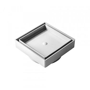 Imagem de Ralo Invisível Oculto Com Tela 10x10 Square Quadrado Branco