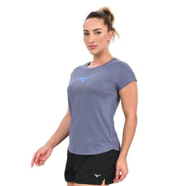 Imagem de Camiseta de Corrida Feminina Mizuno Spark Big Logo, Azul, G