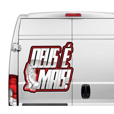 Imagem de Adesivo Deus é Mais Fiorino Caminhão Van Transportes Carreta 1x1Metro 