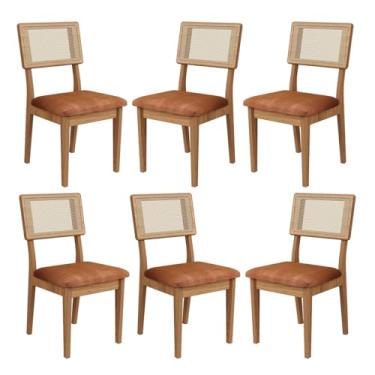 Imagem de Dalla Costa, Kit 6 Cadeiras com Assento Estofado Encosto em Tela 100% MDF Freijó Veronese Dalla Costa