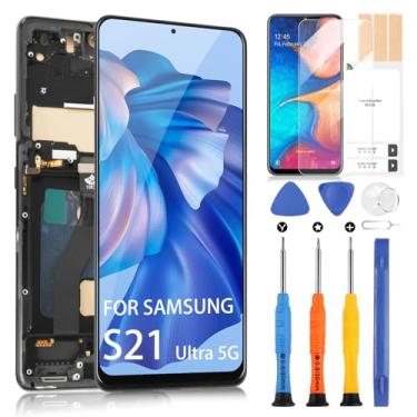 Imagem de Substituição de tela para Samsung Galaxy S21 Ultra 5G - para tela LCD Galaxy S21 Ultra 5G SM-G998B G998U G998N para Samsung S21 Ultra 5G LCD Touch Screen Digitalizador Montagem de vidro com moldura