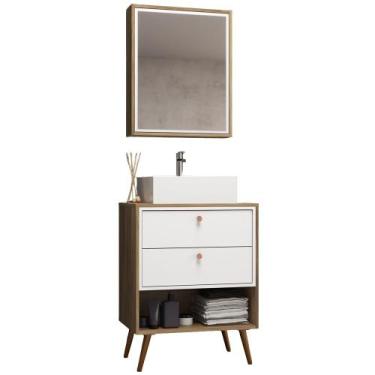 Imagem de Conjunto Para Banheiro Gabinete Com Pés Cuba e Armário Lionel B06 Bran