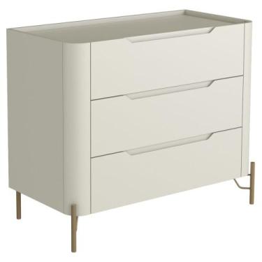Imagem de Cômoda Para Quarto Closet Orgânica 3 Gavetas Pés Industrial Dourado Bl