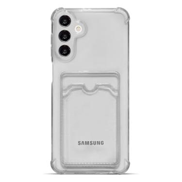 Imagem de Tuokiou Capa para Samsung Galaxy S25 FE, capa protetora transparente com compartimento para cartão, carteira de TPU macio resistente a quedas com amortecedor, lindo bolso para cartão para Galaxy S25