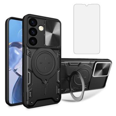 Imagem de Asuwish Capa de telefone para Samsung Galaxy S24 Plus S24+ 5G capa magnética para câmera deslizante com protetor de tela e suporte de anel acessórios de celular híbrido S24plus 24S + S 24 24+ mulheres