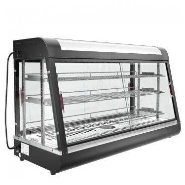Imagem de Expositor Aquecido Comercial 122 cm Anpuce Preto 3 Prateleiras LED Portas Correr Ajustável Removíveis 2000W