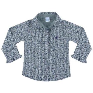 Imagem de Camisa Infantil Look Jeans Estampa Floral - 1P - AZUL-Feminino