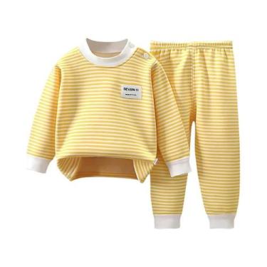 Imagem de Pijamas De Bebê Listrados Com Forro De Fleece Para Meninos E Meninas, 