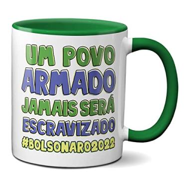 Imagem de Caneca Um Povo Armado Jamais Será Escravizado Bolsonaro 2022 (Azul)