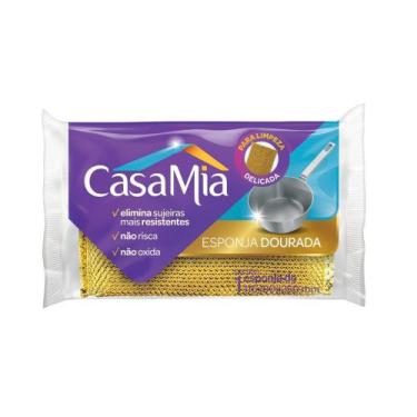 Imagem de Esponja Dourada Anti-Risco Nas Louças Toque Macio Casamia, Dourado