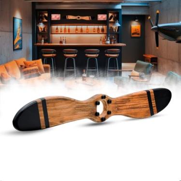 Imagem de Hélice De Avião Antigo Decorativo Tamanho Grande Em Madeira (Natural/Preto)