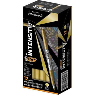 Imagem de Pincel Marcador Permanente MARK Metálico 1.1MM Dourado C/ 12 - BIC