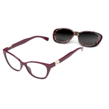 Imagem de Armação Óculos Colcci Bandy 2 C6123c2352 Bordô Brilho Clip On Polariza