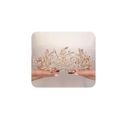 Imagem de JWICOS Tiara vintage para mulheres, coroa de folha de cristal, tiara verde para casamento, tiara para aniversário, baile, rainha, coroa de casamento, acessórios de cabelo para fantasia feminina,