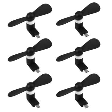 Imagem de Pacote com 6 ventoinhas de celular para iPhone 15 USB C, mini ventilador silencioso com função de parada automática, mini ventilador USB pessoal, plugue para telefones celulares, pequeno ventilador