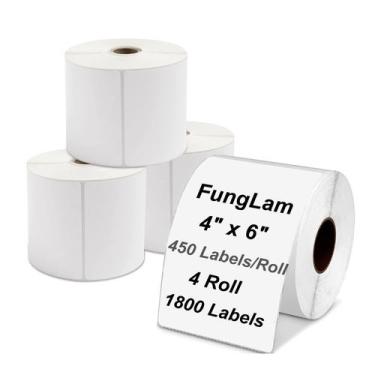Imagem de Etiquetas Térmicas de Envio FunGlam 4x6 - 4 Rolos com 450 Etiquetas/Ro