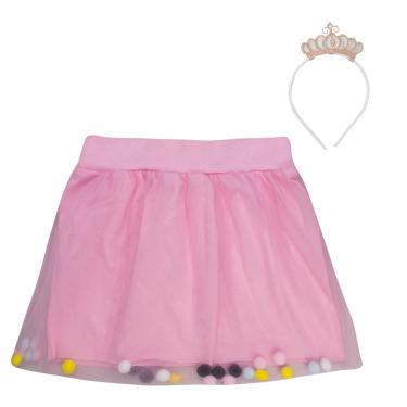 Imagem de Saia Infantil Tule com Pompons, Rosa, 2 Anos, Gaga Baby