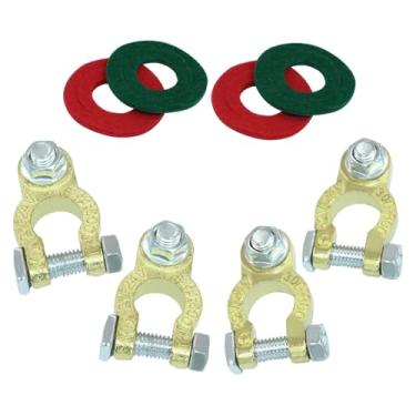 Imagem de Hitefu Conectores de terminal de bateria de cobre puro, cabo de bateria de parafuso M8 x 21 mm termina com almofada anticorrosão para carros, acessórios de trailer, bateria automotiva e marítima (2