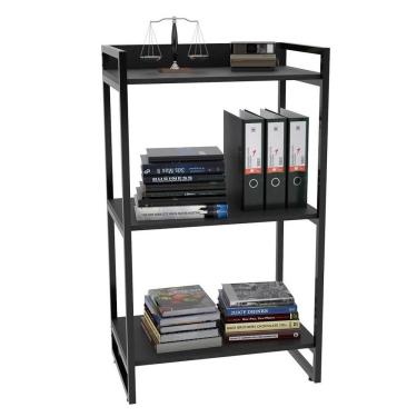 Imagem de Estante Livreiro Multiuso Prisma Estilo Industrial 60cm 3 Prateleiras C08 Preto Onix - Mpozenato
