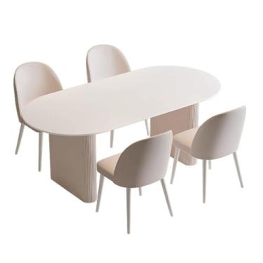 Imagem de Lzyjckh Mesa de jantar oval de 47,2" Mesa de jantar moderna Mesa de cozinha branca Mesa de console longa Mesa de jantar para 4 a 6 pessoas,47.2" Table with 4 Chairs