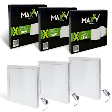 Imagem de 3x Painel Plafon Led Quadrado Sobrepor 18w Luz Quente 3000k