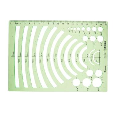 Imagem de Utoolmart Modelo de desenho mestre de raio de círculo de plástico, modelo de arco, estêncil, desenhos geométricos, réguas de medição para arquitetura matemática, 1 peça