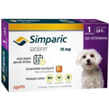Imagem de Antipulgas Simparic 2,6 a 5 kg 10 mg - comprimido unitário - Zoetis
