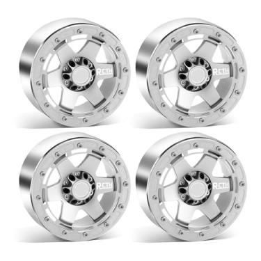 Imagem de Aros de roda Beadlock de 6,6 cm, 4 peças para corrida off-road RC em escala, uso para pneus OD 135 mm, roda de aço estampada com hexágonos de 17 mm/12 mm compatível com MJX H8H MK07 KM4 4082/83 1/7 1