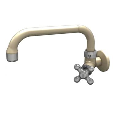 Imagem de Torneira para Cozinha de Parede Bica Móvel Horizontal Porto Belo Luxo Bege Cromado Com Bitola De 1/2" - 3/4" Durín