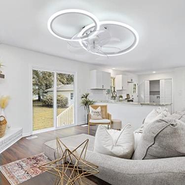 Imagem de Ventilador de teto silencioso com função de inverno e verão com luz e controle remoto Quarto Ventilador de teto regulável de 6 velocidades com temporizador-B || 57CM