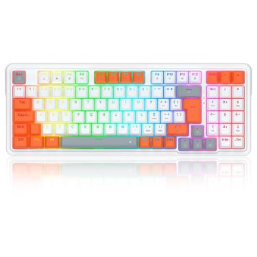 Imagem de Teclado Mecânico Gamer Redragon Glória - ABNT2 - RGB - Switch Red - Branco e Vermelho - K664WOG-RGB