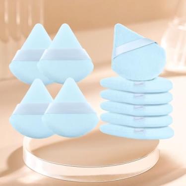 Imagem de Conjunto de sopro de pó triângulo macio, 10 peças, puffs de pó para rosto, esponjas de maquiagem para base, adequado para ferramentas de maquiagem cosmética líquida e creme (azul)