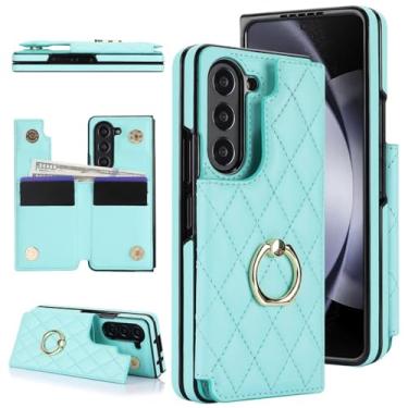 Imagem de Capa tipo carteira de couro com porta-cartões para Samsung Galaxy Z Fold 7 6 5 4 3 Fold7 Fold6 Fold5, verde, para Galaxy Z Fold7