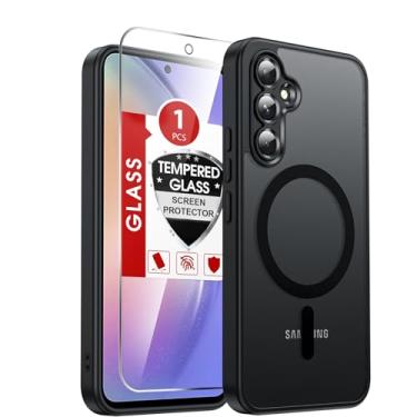 Imagem de LeYi Capa para celular Galaxy A54-5G: Capa compatível com Samsung A54 5G [Mag-Safe Fit] com protetor de tela, película fosca translúcida de toque suave e proteção de nível militar Funda para A 54