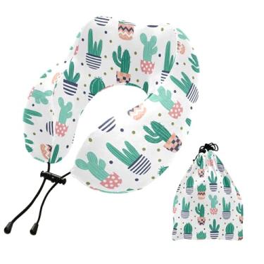 Imagem de Burbuja Almofada de pescoço de cacto para viagem, almofada de viagem de espuma viscoelástica para suporte de cabeça de carro de avião dormindo, lavável na máquina e portátil