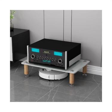 Imagem de Gabinete estéreo AV suporte de áudio torre de áudio-vídeo prateleira de áudio leitor de gravação, gabinete de armazenamento de mídia, para reuniões, sala de estar, sala de gravação (branco, 60 x 40 x