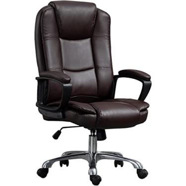 Imagem de Cadeira executiva ergonômica cadeira de escritório almofada de látex cadeira executiva reclinável, cadeira executiva reclinável, cadeira giratória com apoios de braços ligados, fácil de montar