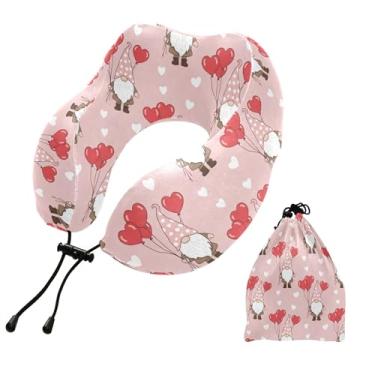 Imagem de Burbuja Almofada de pescoço de gnomos para viagem, almofada de viagem de espuma viscoelástica para dormir, suporte de cabeça de carro de avião, lavável na máquina e portátil