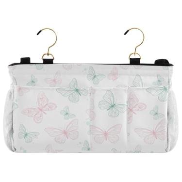 Imagem de Burbuja Organizador de armazenamento suspenso de cabeceira Butterflies com 2 alças e ganchos para casa dormitório universitário beliche cama de hospital berço