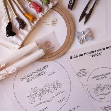 Imagem de Kit iniciante completo para Bordar Risco desenho e Tutorial Desenho:Fr