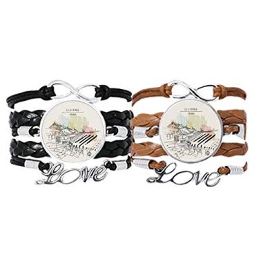 Imagem de DIYthinker Pulseira casual Life in Lijiang of China com alça de mão, pulseira de corda de couro, conjunto duplo para presente