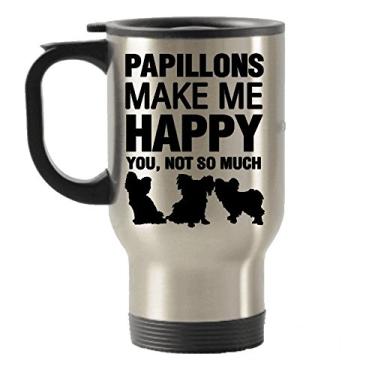 Imagem de Papillons Make Me Happy Copo isolado de aço inoxidável para viagem