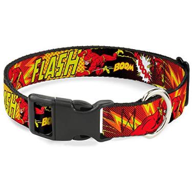 Imagem de Buckle-Down Coleira com clipe de plástico – The Flash BOOM-KABOOM! – 3,81 cm de largura – serve para pescoço de 33-45,72 cm – Pequeno