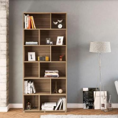 Imagem de Estante Livreiro Xangai com 12 Nichos-Castanho - Espresso Móveis, Cast